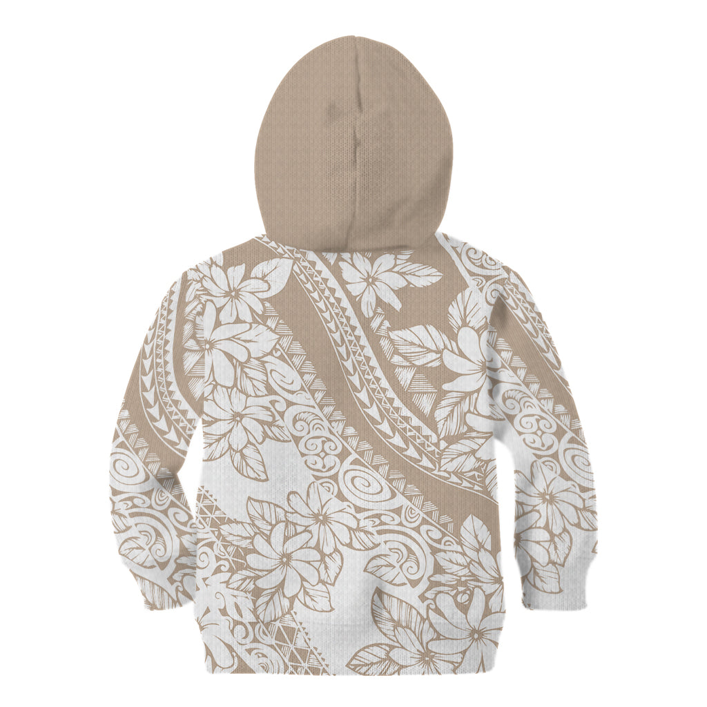 Polynesia Kid Hoodie Polynesian Tropical Flowers Beige Pastel Vibes LT14 - Polynesian Pride