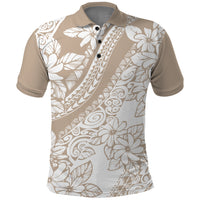 Polynesia Polo Shirt Polynesian Tropical Flowers Beige Pastel Vibes LT14 Beige - Polynesian Pride