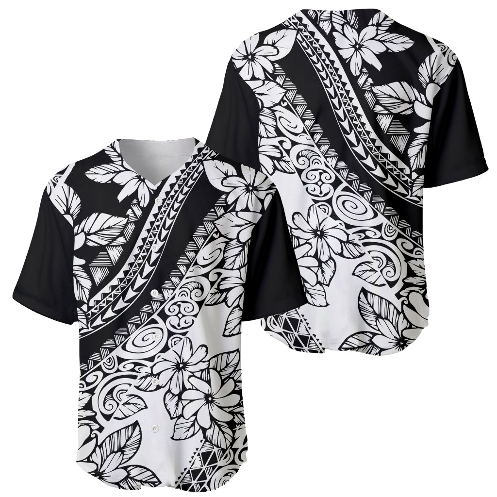 Polynesia Baseball Jersey Polynesian Tropical Flowers Black Pastel Vibes LT14 - Polynesian Pride