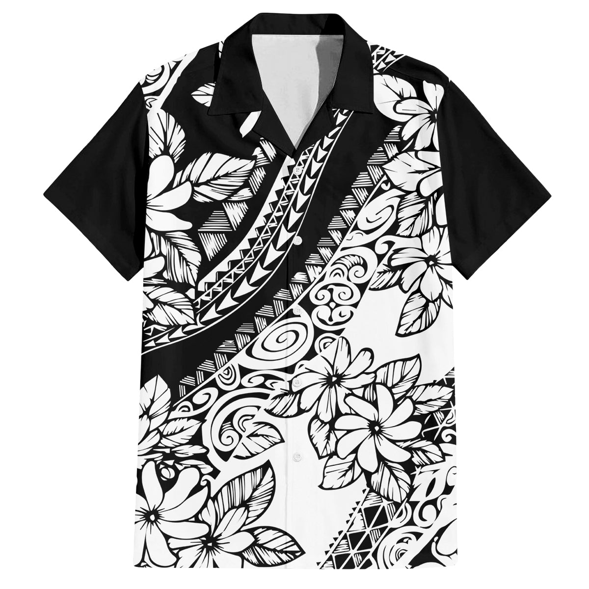 Polynesia Family Matching Off Shoulder Maxi Dress and Hawaiian Shirt Polynesian Tropical Flowers Black Pastel Vibes LT14 Dad's Shirt - Short Sleeve Black - Polynesian Pride
