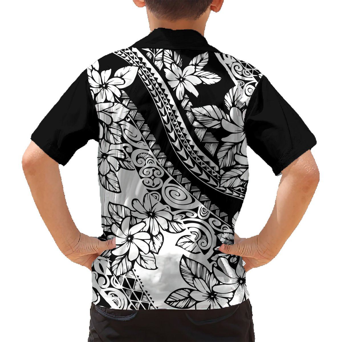 Polynesia Hawaiian Shirt Polynesian Tropical Flowers Black Pastel Vibes LT14 - Polynesian Pride
