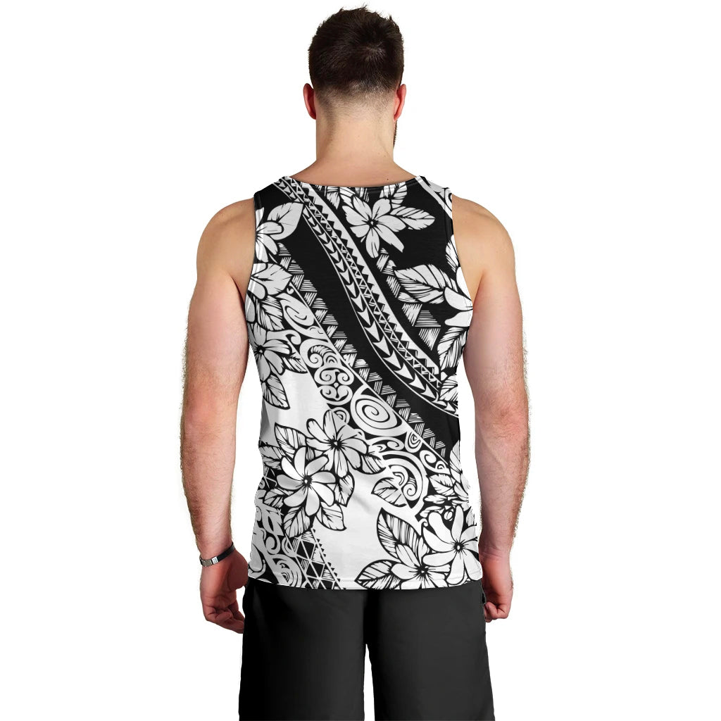 Polynesia Men Tank Top Polynesian Tropical Flowers Black Pastel Vibes LT14 - Polynesian Pride