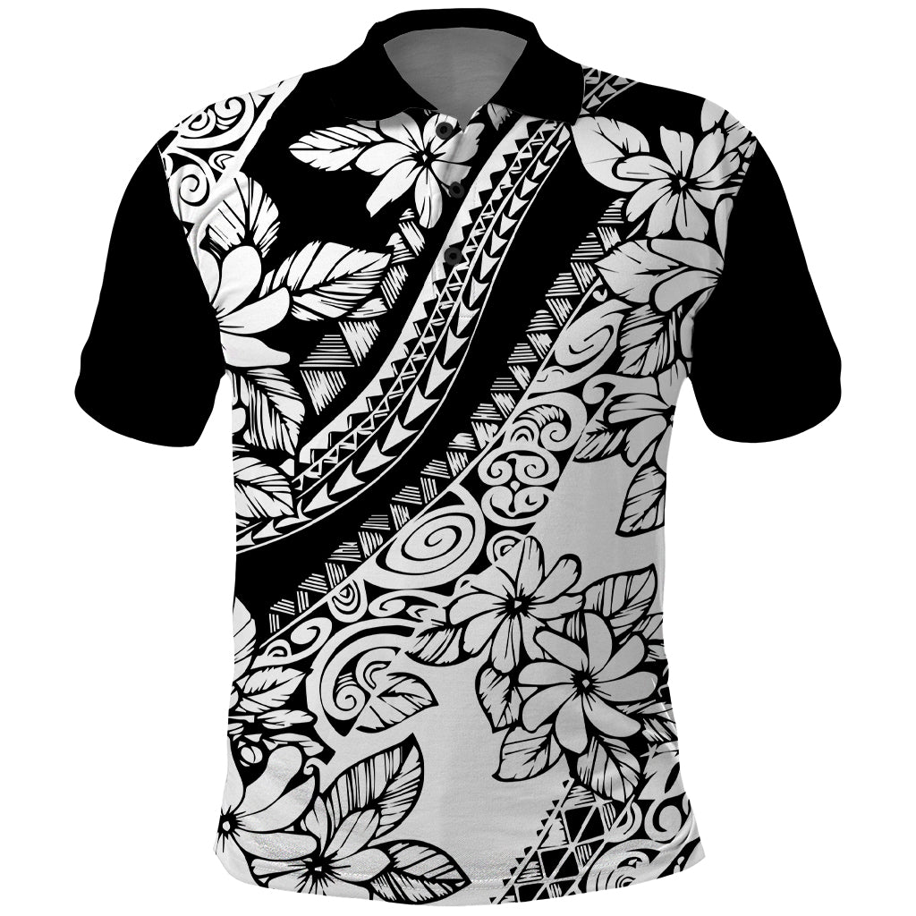 Polynesia Polo Shirt Polynesian Tropical Flowers Black Pastel Vibes LT14 Black - Polynesian Pride