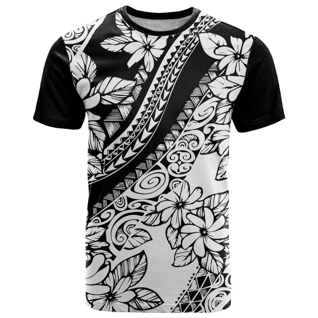 Polynesia T Shirt Polynesian Tropical Flowers Black Pastel Vibes LT14 Black - Polynesian Pride