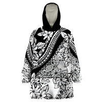 Polynesia Wearable Blanket Hoodie Polynesian Tropical Flowers Black Pastel Vibes LT14 One Size Black - Polynesian Pride