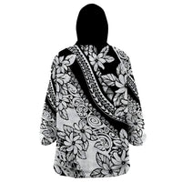 Polynesia Wearable Blanket Hoodie Polynesian Tropical Flowers Black Pastel Vibes LT14 - Polynesian Pride