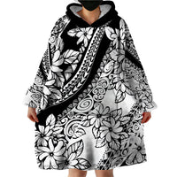 Polynesia Wearable Blanket Hoodie Polynesian Tropical Flowers Black Pastel Vibes LT14 - Polynesian Pride