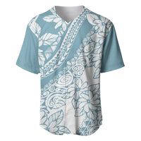 Polynesia Baseball Jersey Polynesian Tropical Flowers Blue Pastel Vibes LT14 Blue - Polynesian Pride