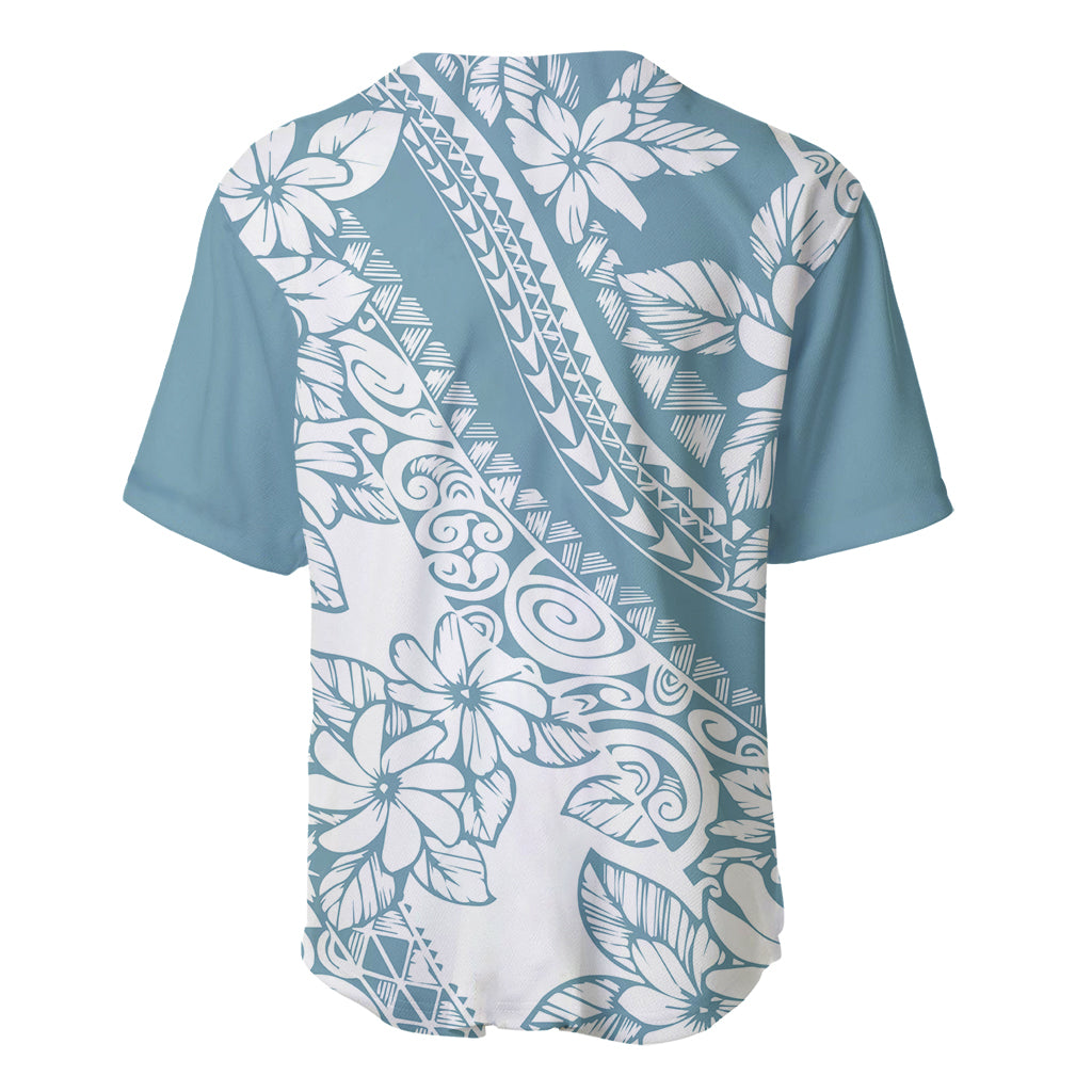 Polynesia Baseball Jersey Polynesian Tropical Flowers Blue Pastel Vibes LT14 - Polynesian Pride