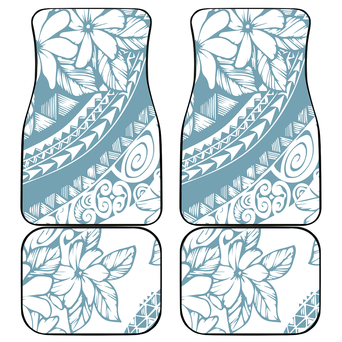 Polynesia Car Mats Polynesian Tropical Flowers Blue Pastel Vibes LT14 Blue - Polynesian Pride