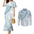 polynesia-couples-matching-mermaid-dress-and-long-sleeve-button-shirts-polynesian-tropical-flowers-blue-pastel-vibes