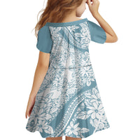 Polynesia Family Matching Off Shoulder Maxi Dress and Hawaiian Shirt Polynesian Tropical Flowers Blue Pastel Vibes LT14 - Polynesian Pride