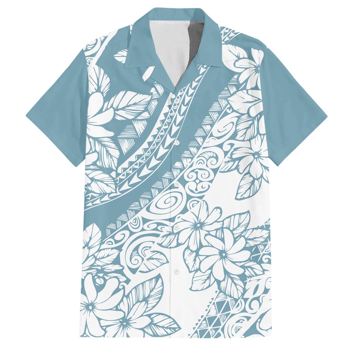 Polynesia Hawaiian Shirt Polynesian Tropical Flowers Blue Pastel Vibes LT14 Blue - Polynesian Pride