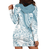 Polynesia Hoodie Dress Polynesian Tropical Flowers Blue Pastel Vibes LT14 - Polynesian Pride