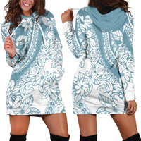 Polynesia Hoodie Dress Polynesian Tropical Flowers Blue Pastel Vibes LT14 - Polynesian Pride