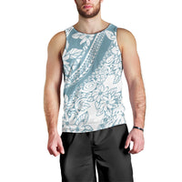 Polynesia Men Tank Top Polynesian Tropical Flowers Blue Pastel Vibes LT14 - Polynesian Pride