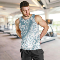 Polynesia Men Tank Top Polynesian Tropical Flowers Blue Pastel Vibes LT14 - Polynesian Pride