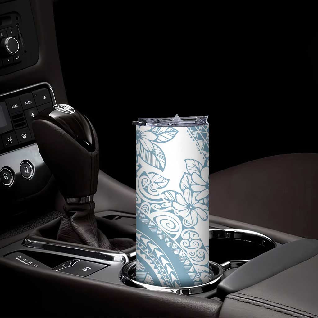 Polynesia Skinny Tumbler Polynesian Tropical Flowers Blue Pastel Vibes