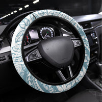 Polynesia Steering Wheel Cover Polynesian Tropical Flowers Blue Pastel Vibes LT14 Universal Fit Blue - Polynesian Pride