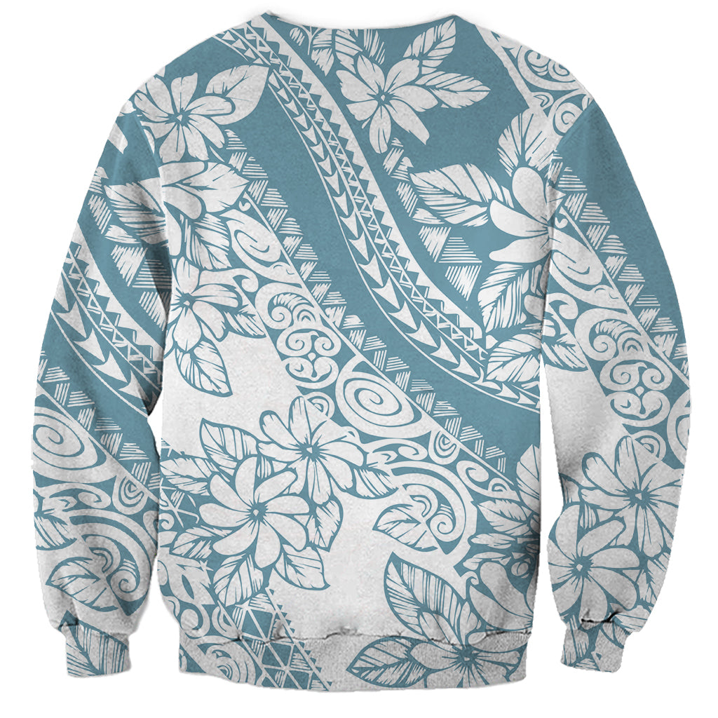 Polynesia Sweatshirt Polynesian Tropical Flowers Blue Pastel Vibes LT14 - Polynesian Pride