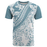 Polynesia T Shirt Polynesian Tropical Flowers Blue Pastel Vibes LT14 Blue - Polynesian Pride