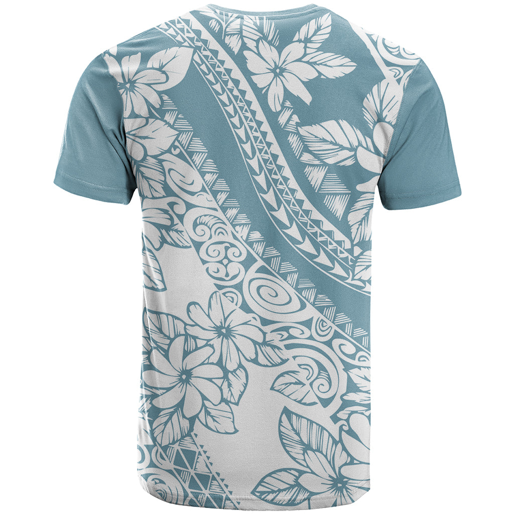 Polynesia T Shirt Polynesian Tropical Flowers Blue Pastel Vibes LT14 - Polynesian Pride