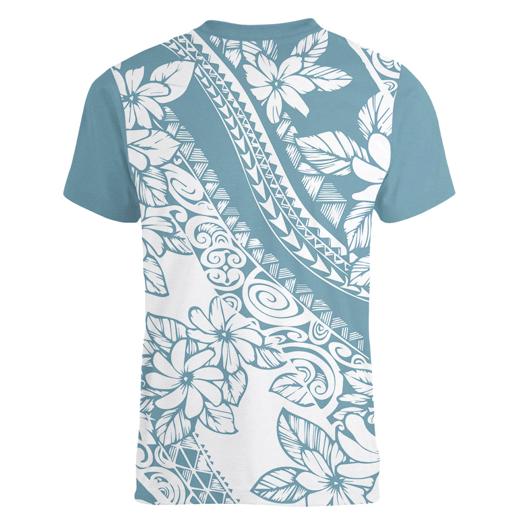 polynesia-women-v-neck-t-shirt-polynesian-tropical-flowers-blue-pastel-vibes