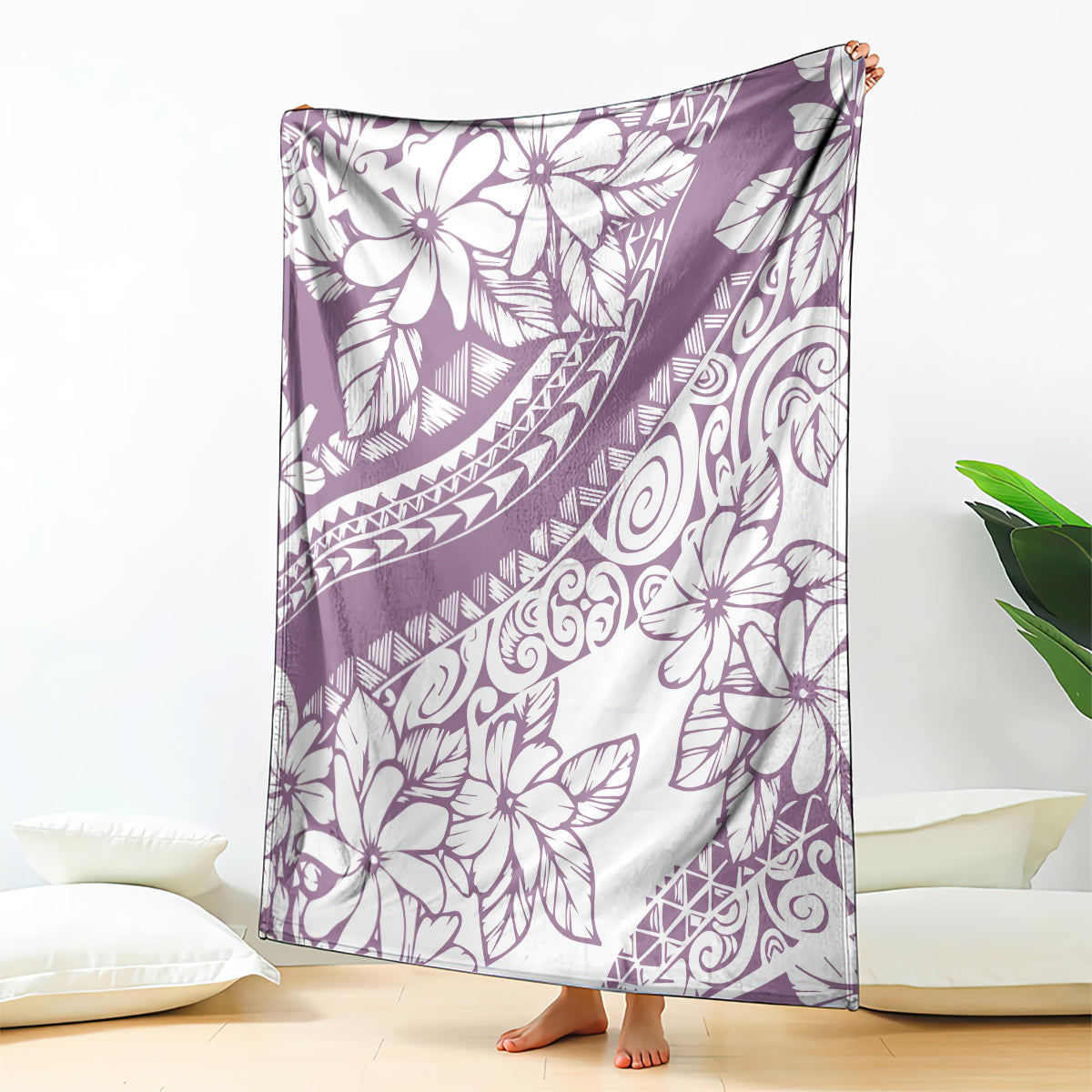 Polynesia Blanket Polynesian Tropical Flowers Purple Pastel Vibes LT14 Purple - Polynesian Pride