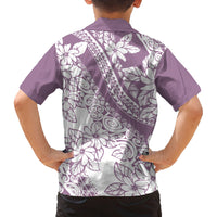 Polynesia Family Matching Puletasi Dress and Hawaiian Shirt Polynesian Tropical Flowers Purple Pastel Vibes LT14 - Polynesian Pride