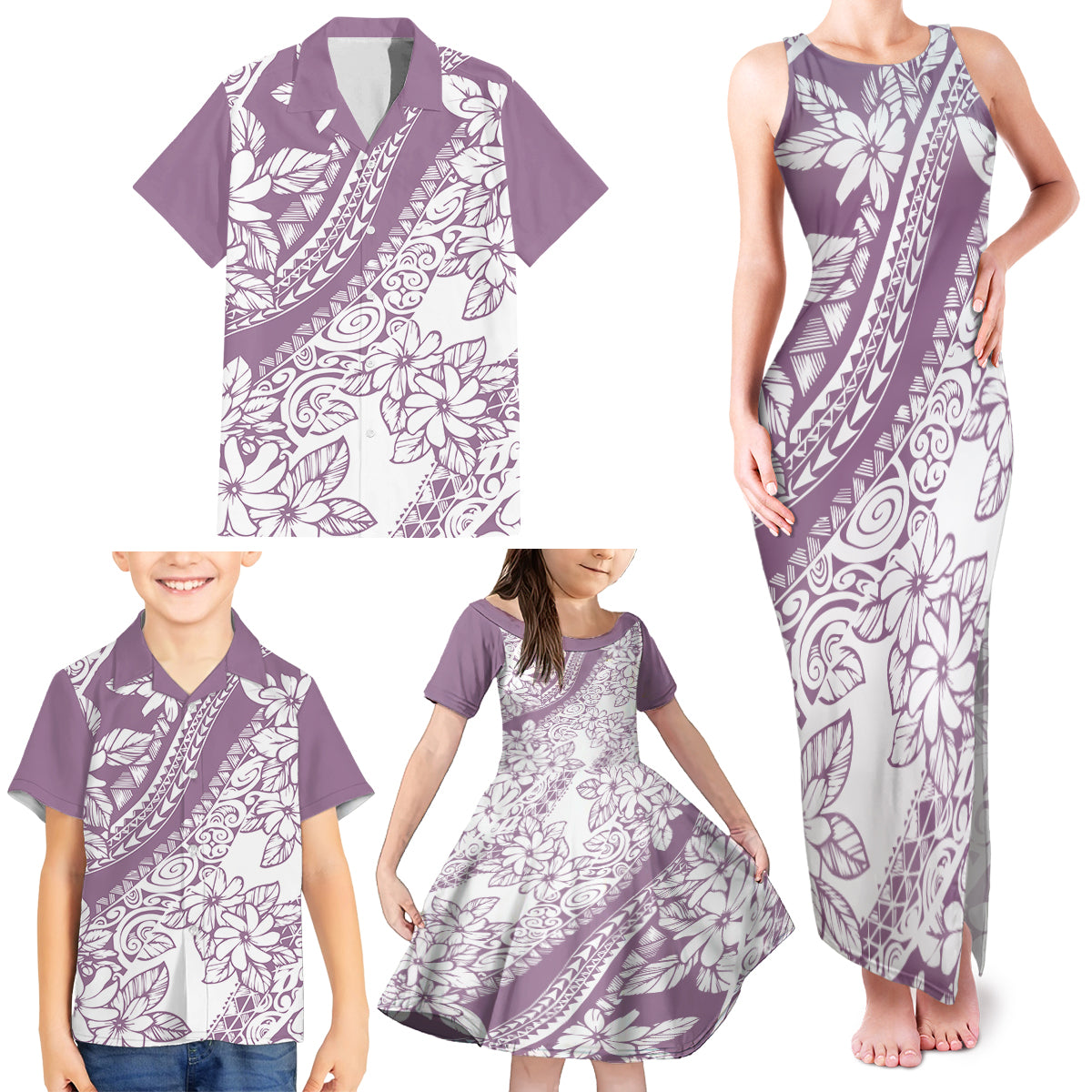 polynesia-family-matching-tank-maxi-dress-and-hawaiian-shirt-polynesian-tropical-flowers-purple-pastel-vibes