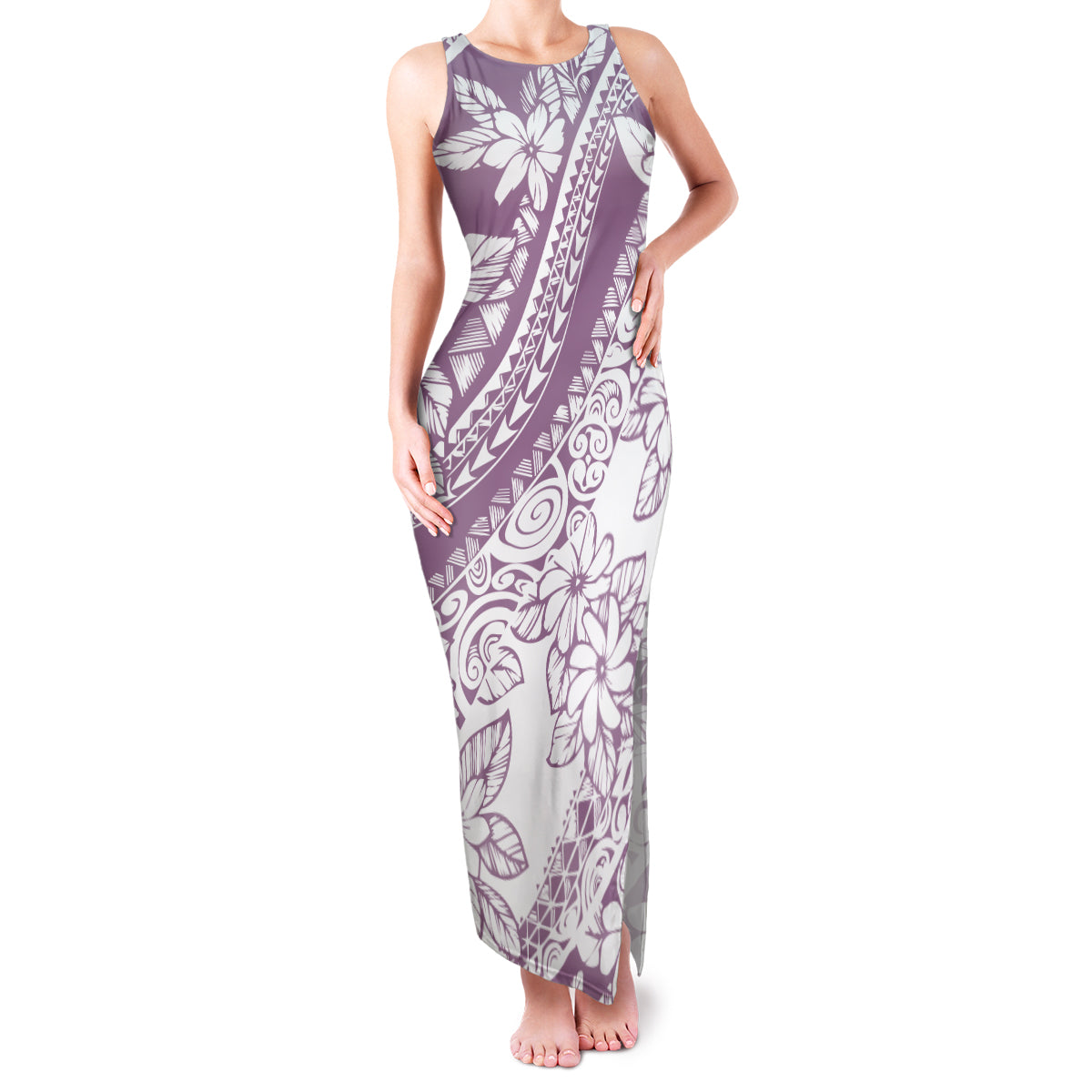 polynesia-family-matching-tank-maxi-dress-and-hawaiian-shirt-polynesian-tropical-flowers-purple-pastel-vibes