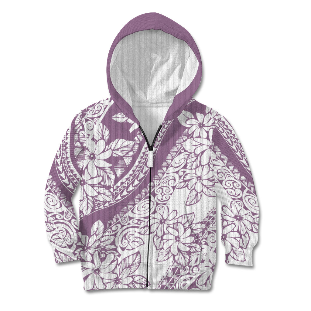 Polynesia Kid Hoodie Polynesian Tropical Flowers Purple Pastel Vibes LT14 Zip Hoodie Purple - Polynesian Pride
