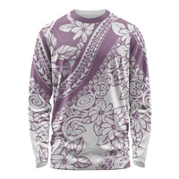 Polynesia Long Sleeve Shirt Polynesian Tropical Flowers Purple Pastel Vibes LT14 Unisex Purple - Polynesian Pride