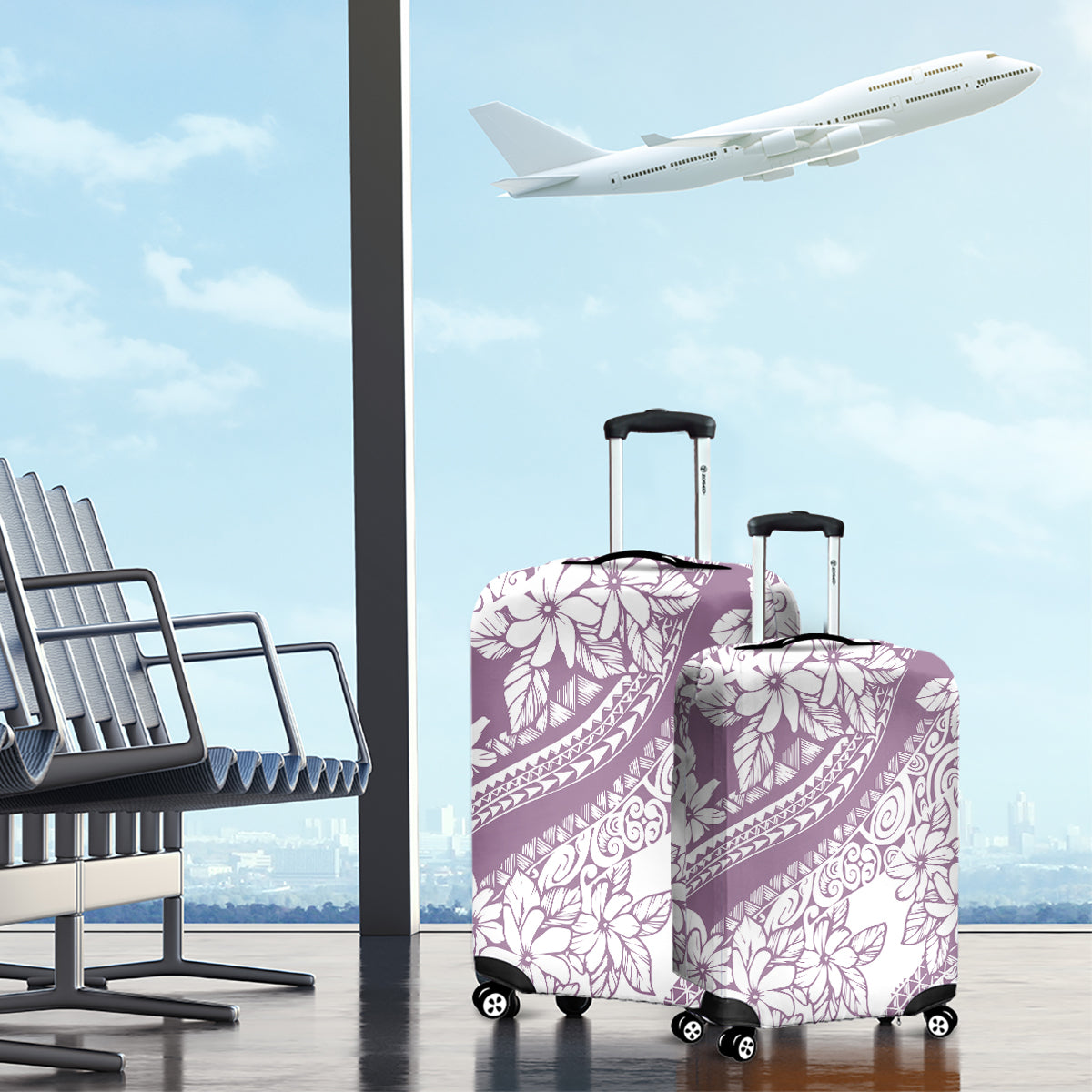 Polynesia Luggage Cover Polynesian Tropical Flowers Purple Pastel Vibes LT14 - Polynesian Pride