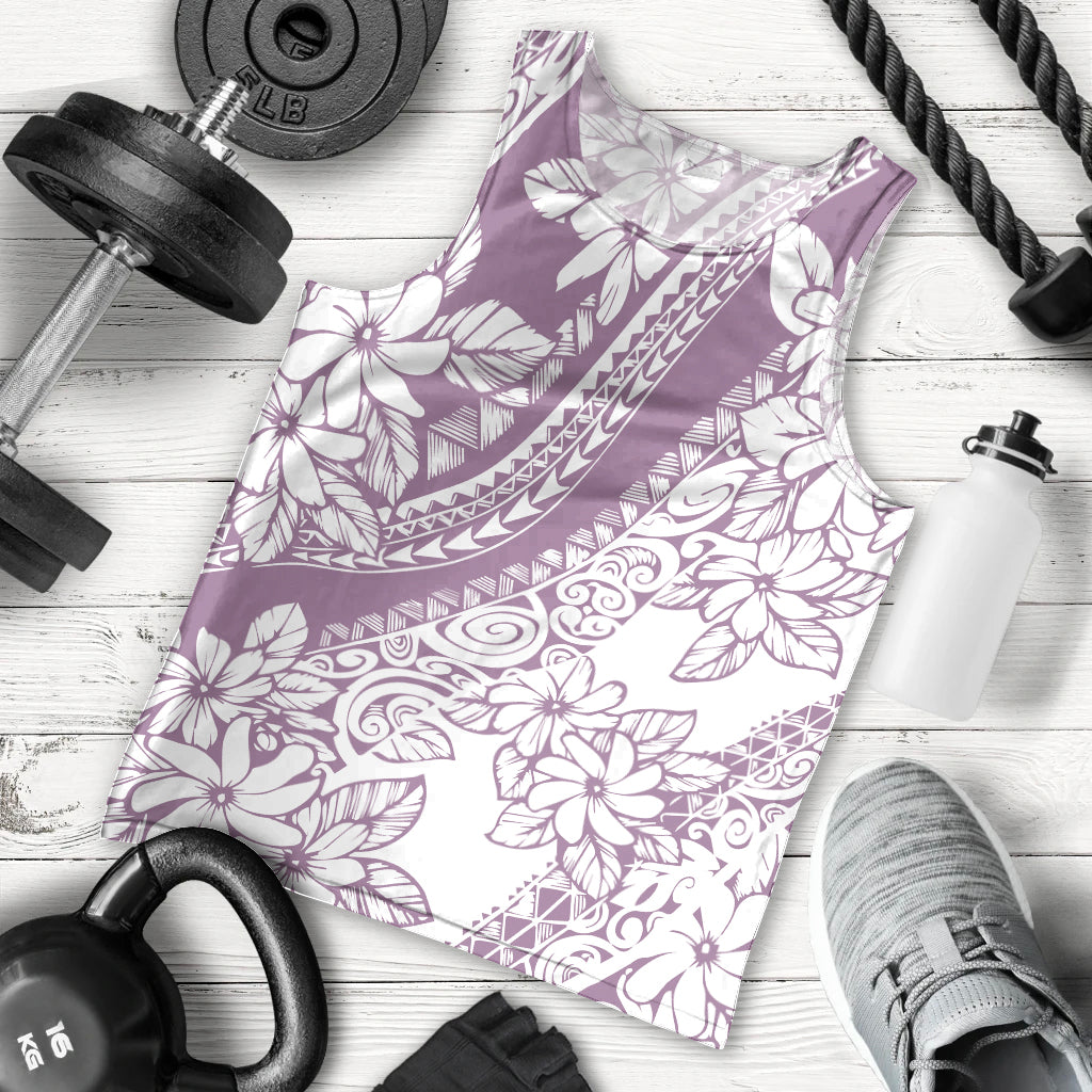 Polynesia Men Tank Top Polynesian Tropical Flowers Purple Pastel Vibes LT14 Purple - Polynesian Pride