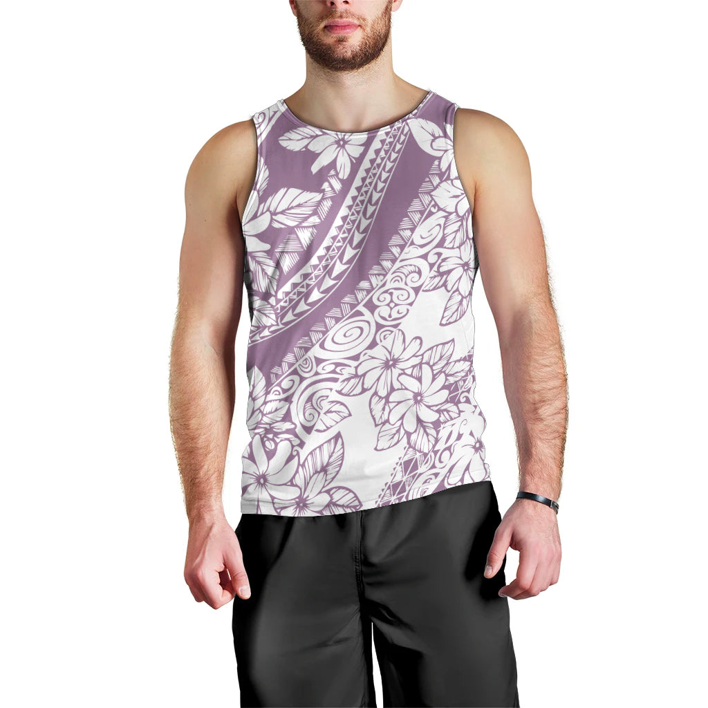 Polynesia Men Tank Top Polynesian Tropical Flowers Purple Pastel Vibes LT14 - Polynesian Pride