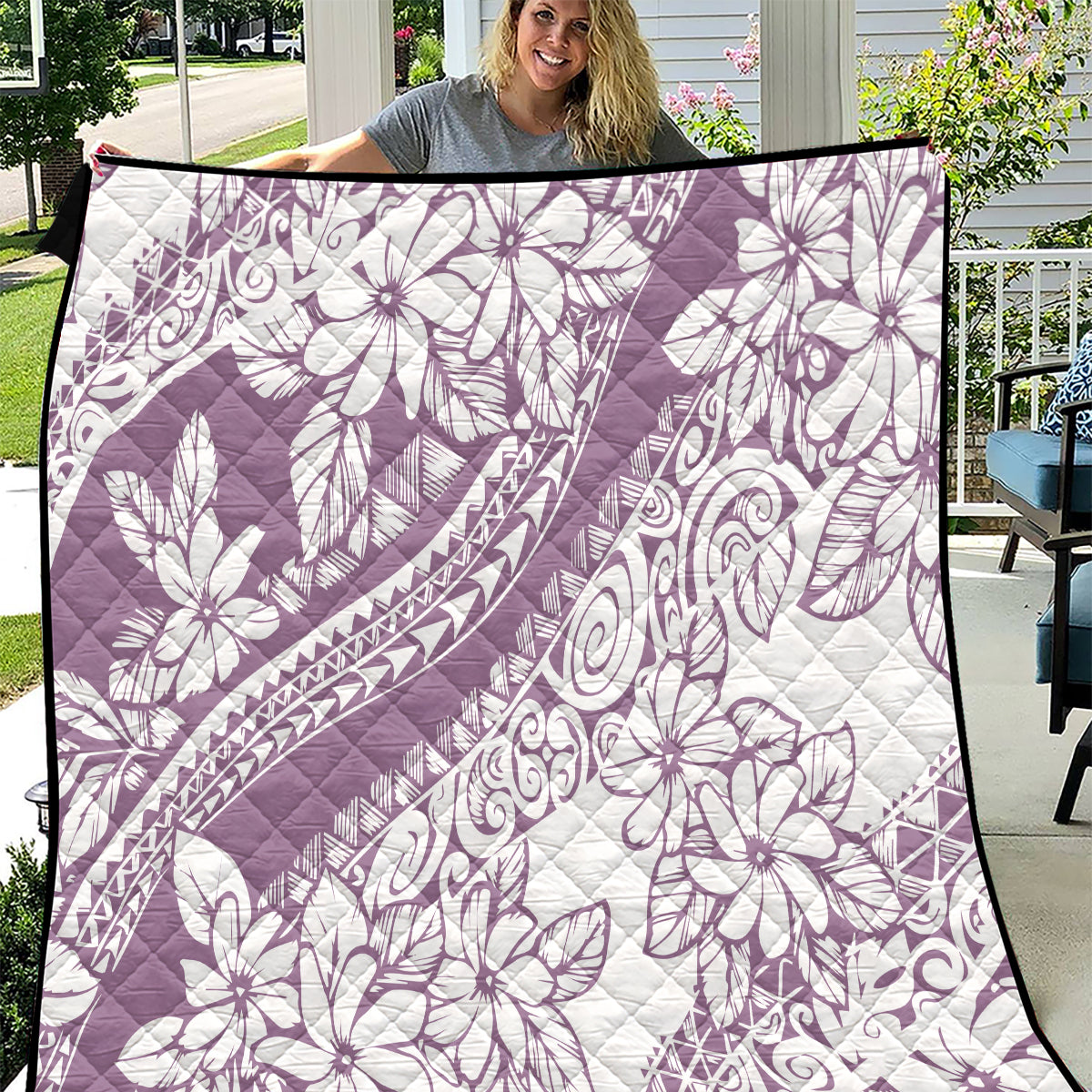 Polynesia Quilt Polynesian Tropical Flowers Purple Pastel Vibes LT14 Purple - Polynesian Pride