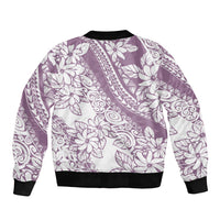 Polynesia Sleeve Zip Bomber Jacket Polynesian Tropical Flowers Purple Pastel Vibes LT14 - Polynesian Pride