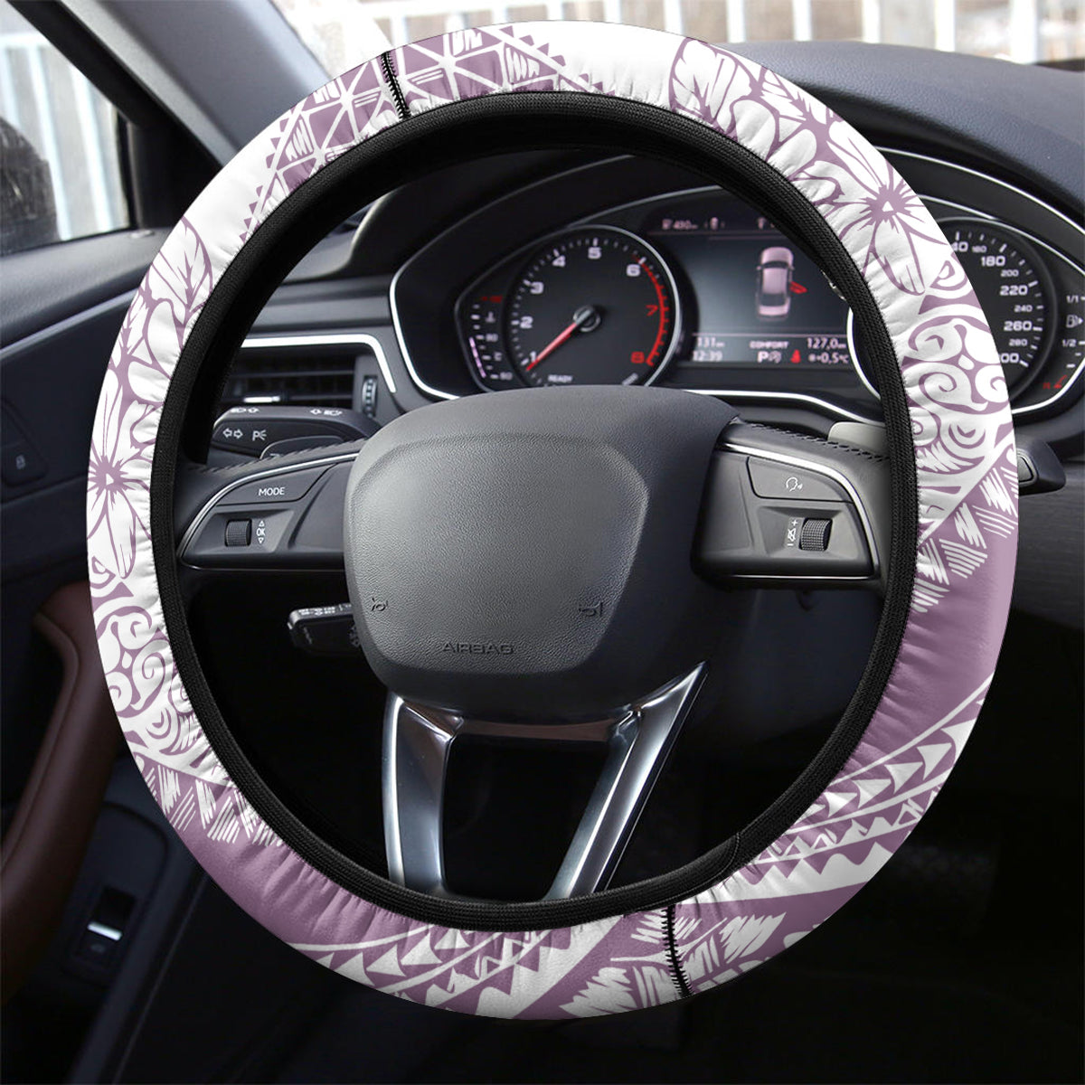 Polynesia Steering Wheel Cover Polynesian Tropical Flowers Purple Pastel Vibes LT14 - Polynesian Pride