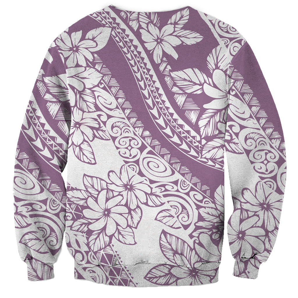 Polynesia Sweatshirt Polynesian Tropical Flowers Purple Pastel Vibes LT14 - Polynesian Pride