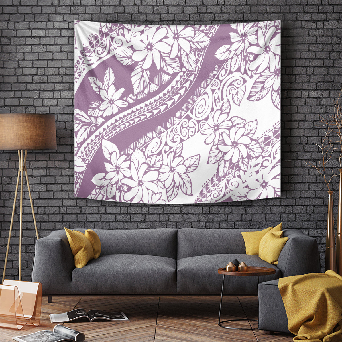 Polynesia Tapestry Polynesian Tropical Flowers Purple Pastel Vibes LT14 Purple - Polynesian Pride