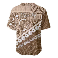 Beige Bula Fiji Baseball Jersey Fijian Language Week Tapa Cloth - Pastel