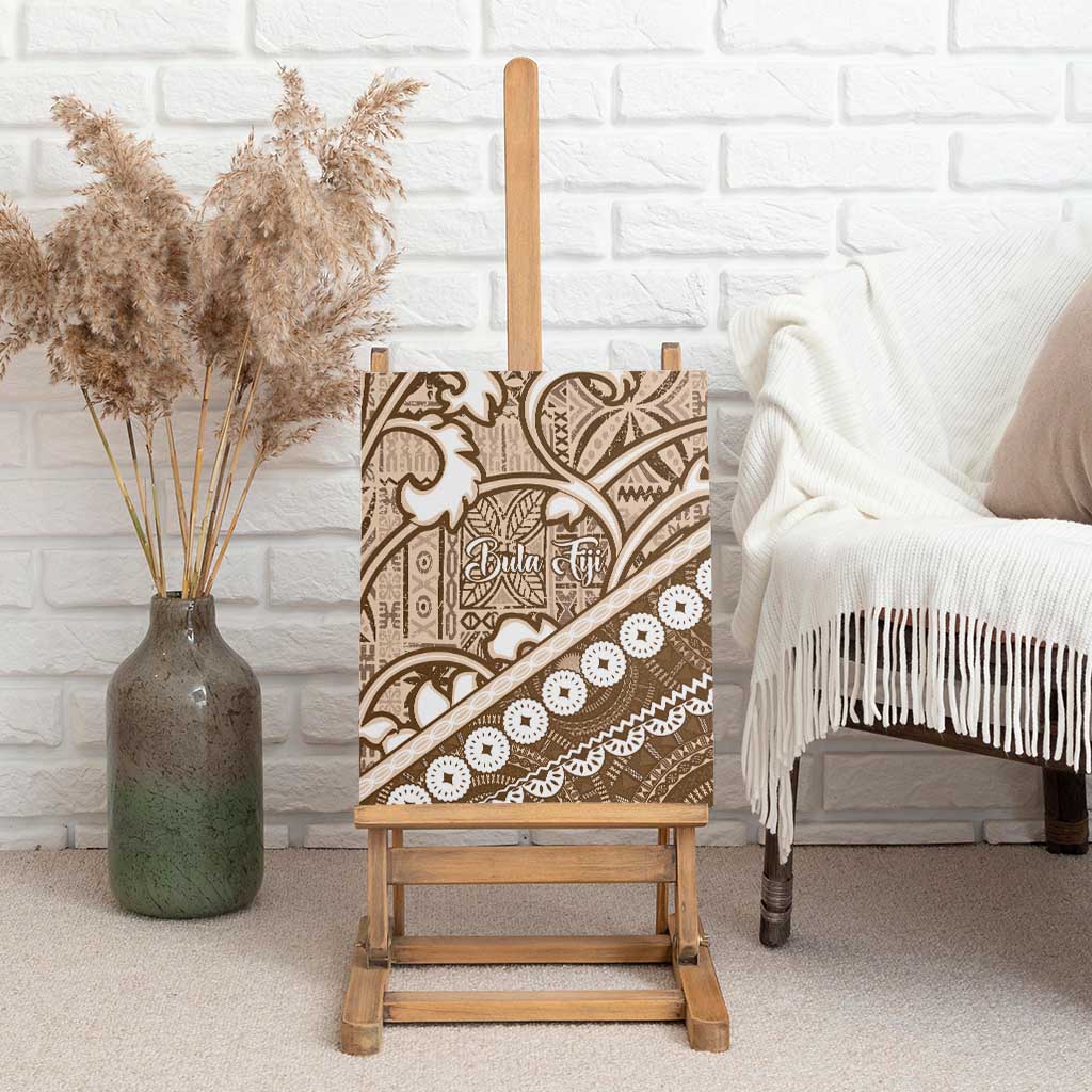 Beige Bula Fiji Canvas Wall Art Fijian Language Week Tapa Cloth - Pastel LT14 - Polynesian Pride
