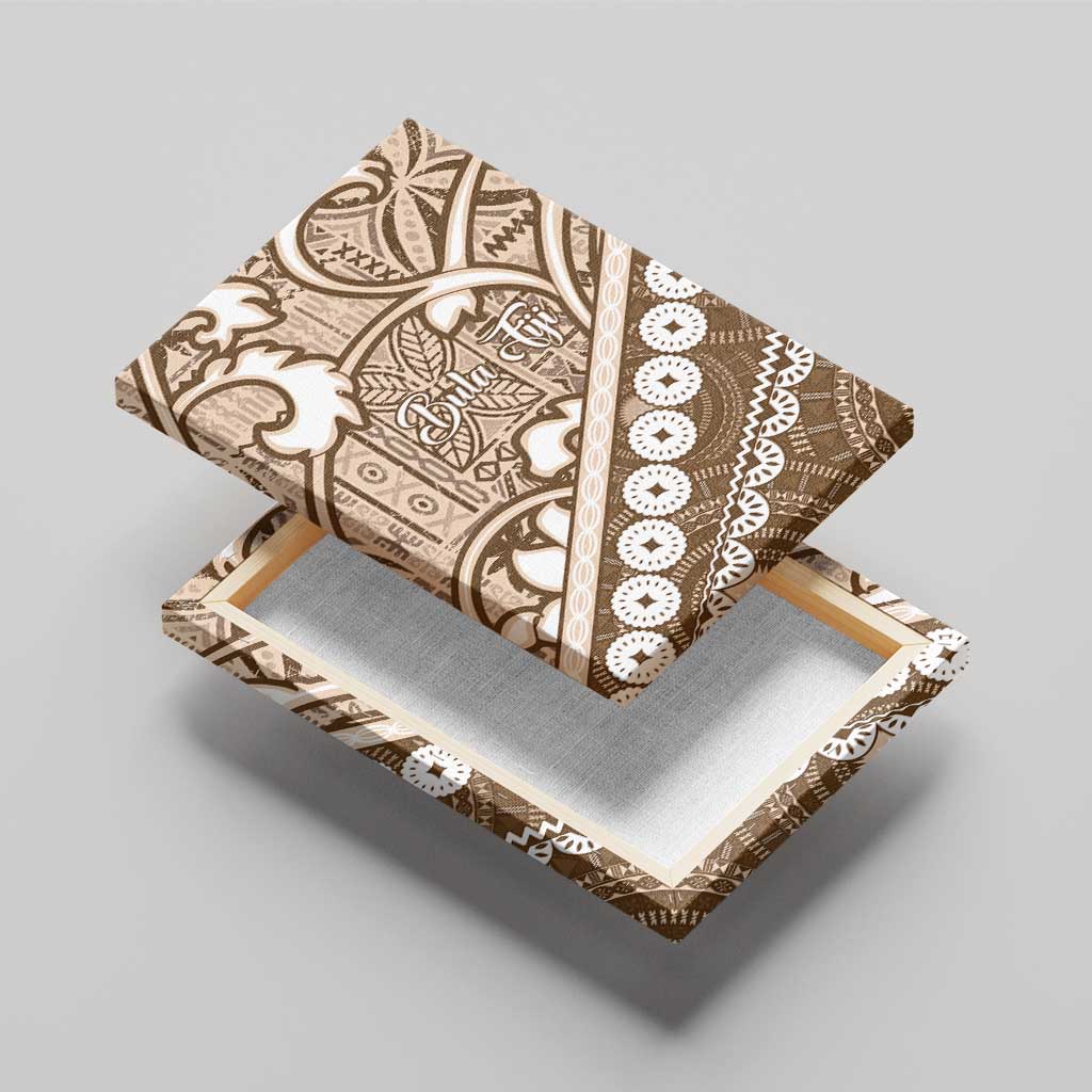 Beige Bula Fiji Canvas Wall Art Fijian Language Week Tapa Cloth - Pastel LT14 - Polynesian Pride