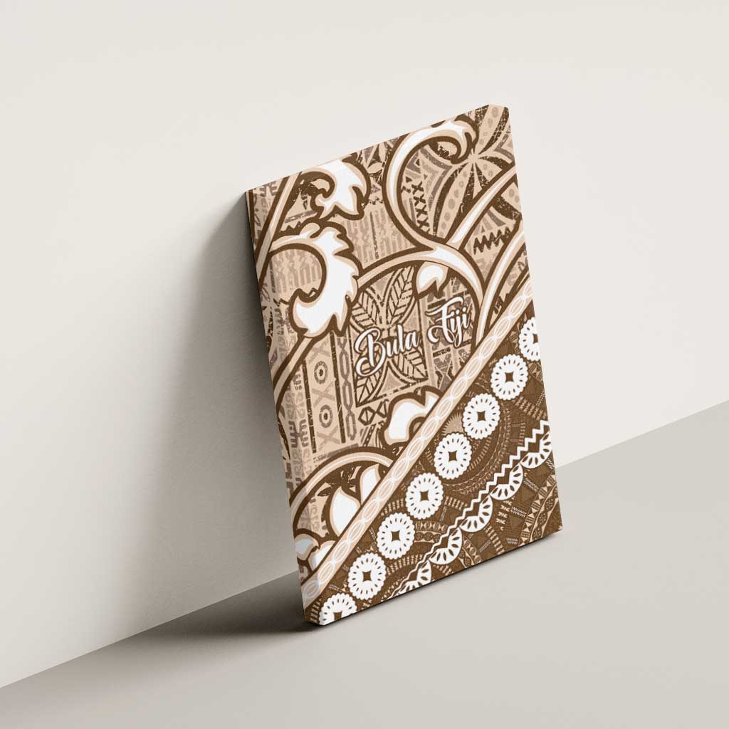 Beige Bula Fiji Canvas Wall Art Fijian Language Week Tapa Cloth - Pastel LT14 - Polynesian Pride
