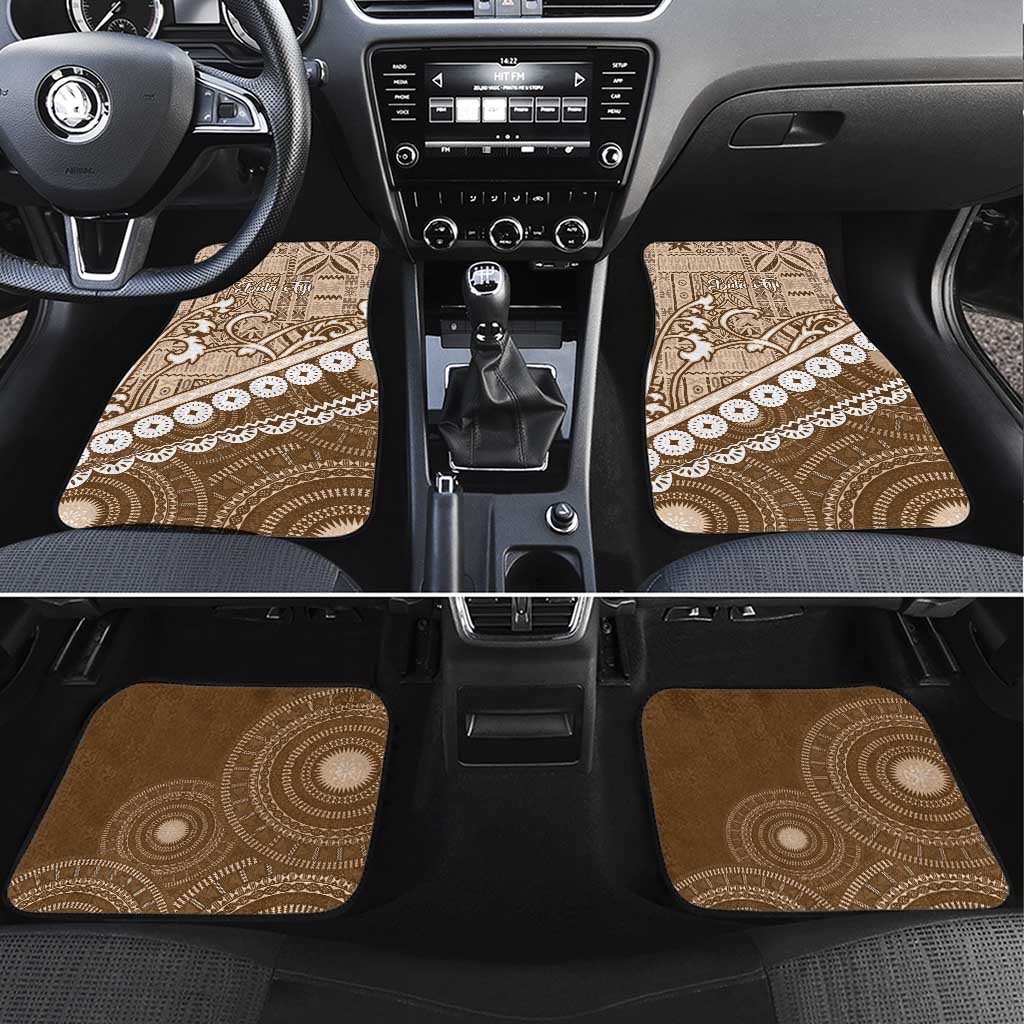 Beige Bula Fiji Car Mats Fijian Language Week Tapa Cloth - Pastel LT14 Set 4pcs Beige - Polynesian Pride