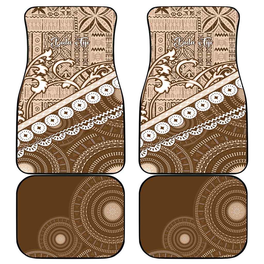 Beige Bula Fiji Car Mats Fijian Language Week Tapa Cloth - Pastel LT14 - Polynesian Pride