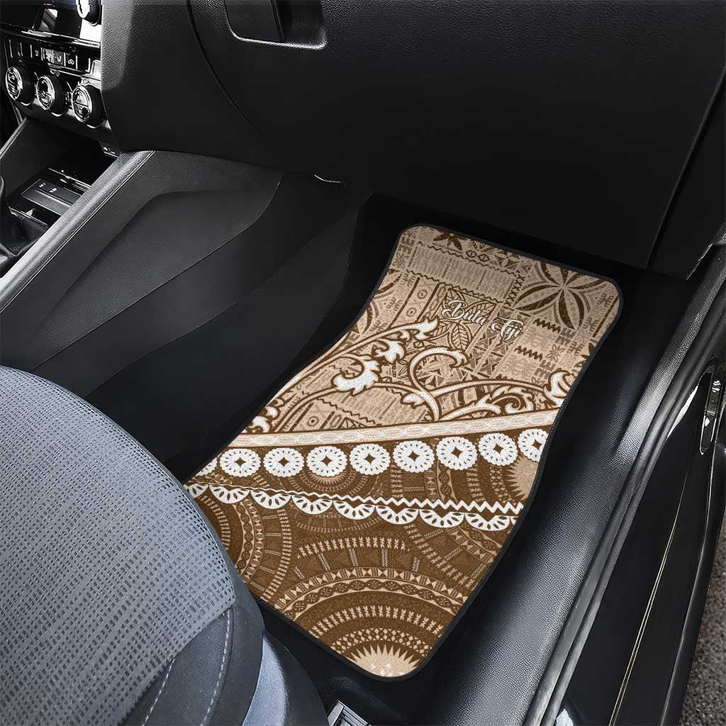 Beige Bula Fiji Car Mats Fijian Language Week Tapa Cloth - Pastel LT14 - Polynesian Pride