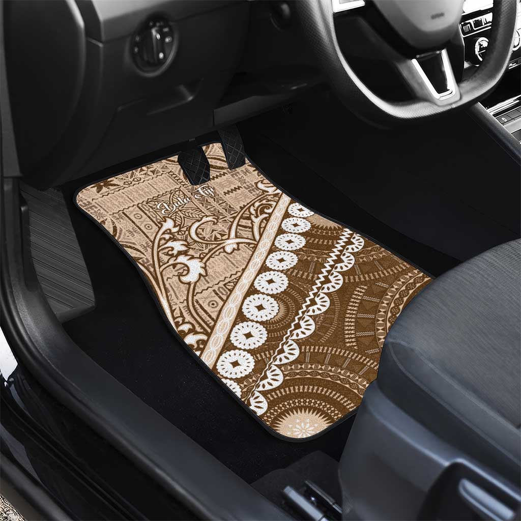 Beige Bula Fiji Car Mats Fijian Language Week Tapa Cloth - Pastel LT14 - Polynesian Pride