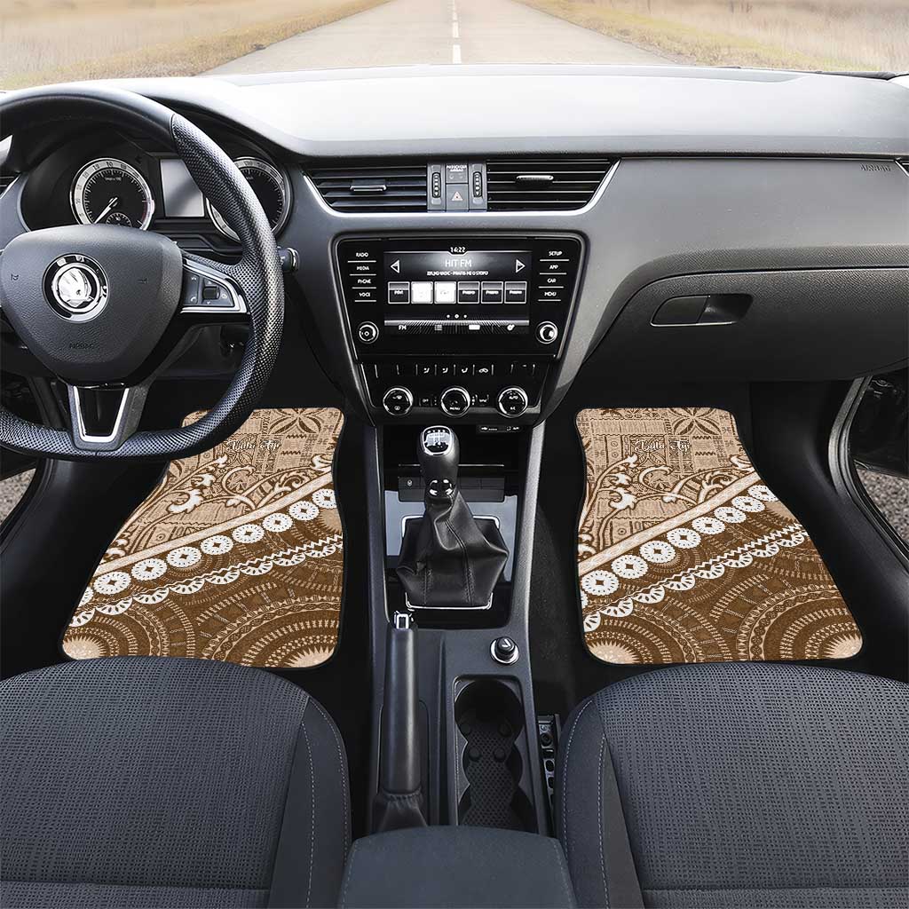 Beige Bula Fiji Car Mats Fijian Language Week Tapa Cloth - Pastel LT14 Set 2pcs - Front Beige - Polynesian Pride